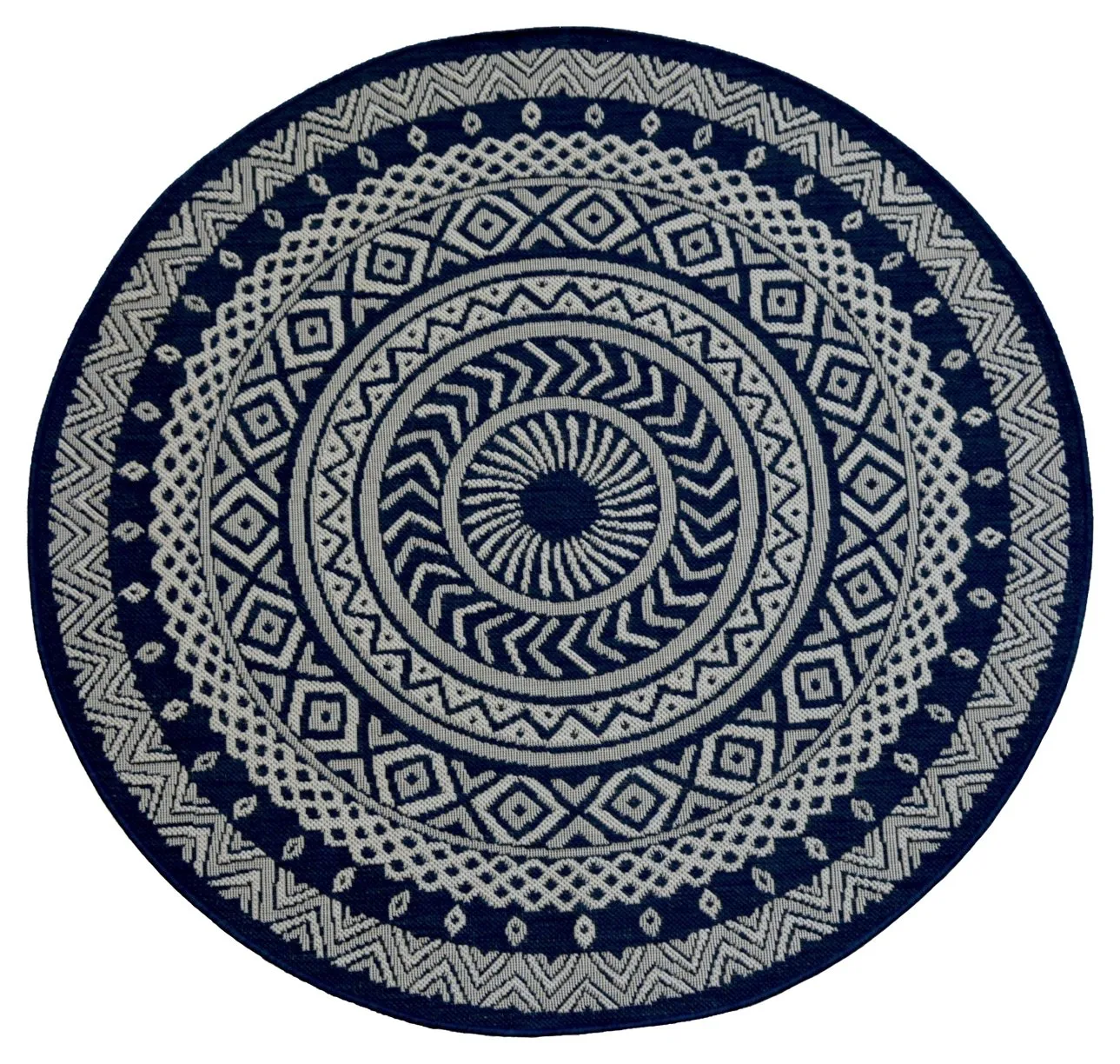Homemaker Indoor Outdoor Circle Rug - 133x133cm - Navy