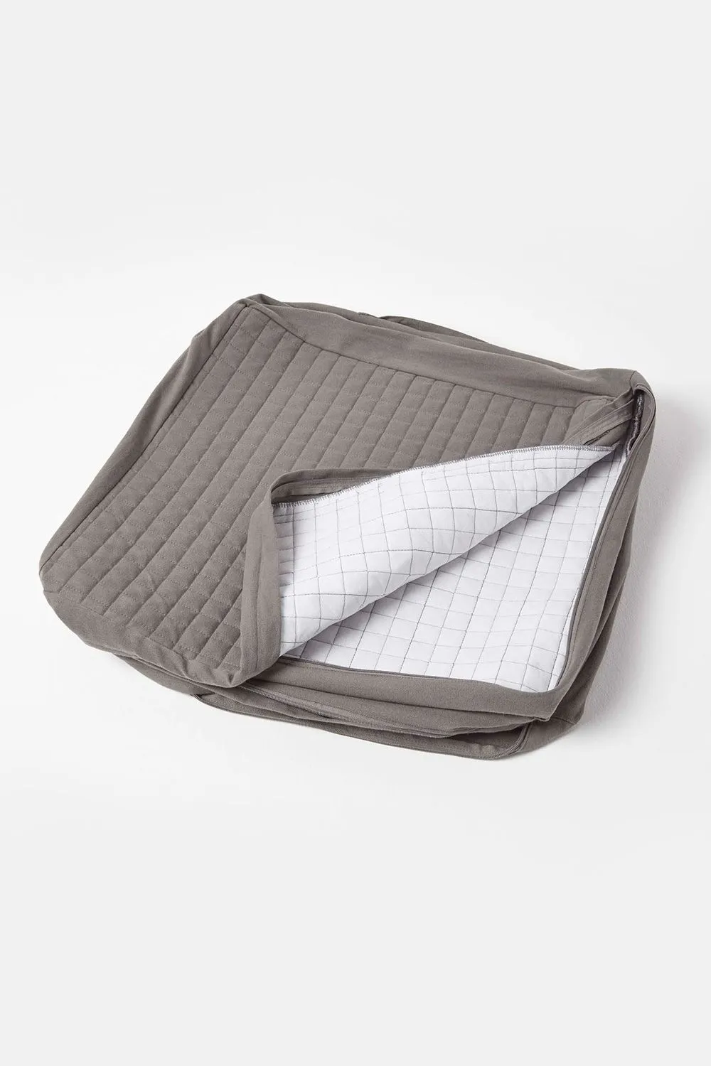 Homescapes Quilted Cotton 3 Seater Orthopaedic Booster Cushion Cover in Charcoal 3
