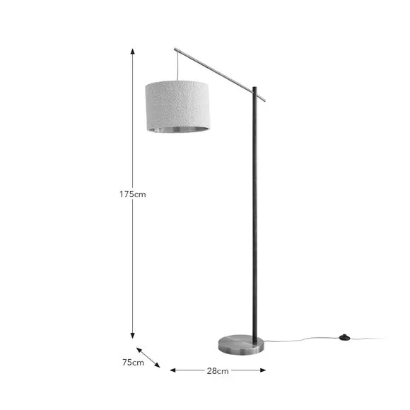 Hazelle Boucle Wooden Arc Floor Lamp 6