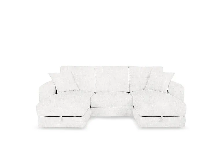 Nest Small Fabric U-Shaped Corner Sofa with Double Storage Chaises - Frost