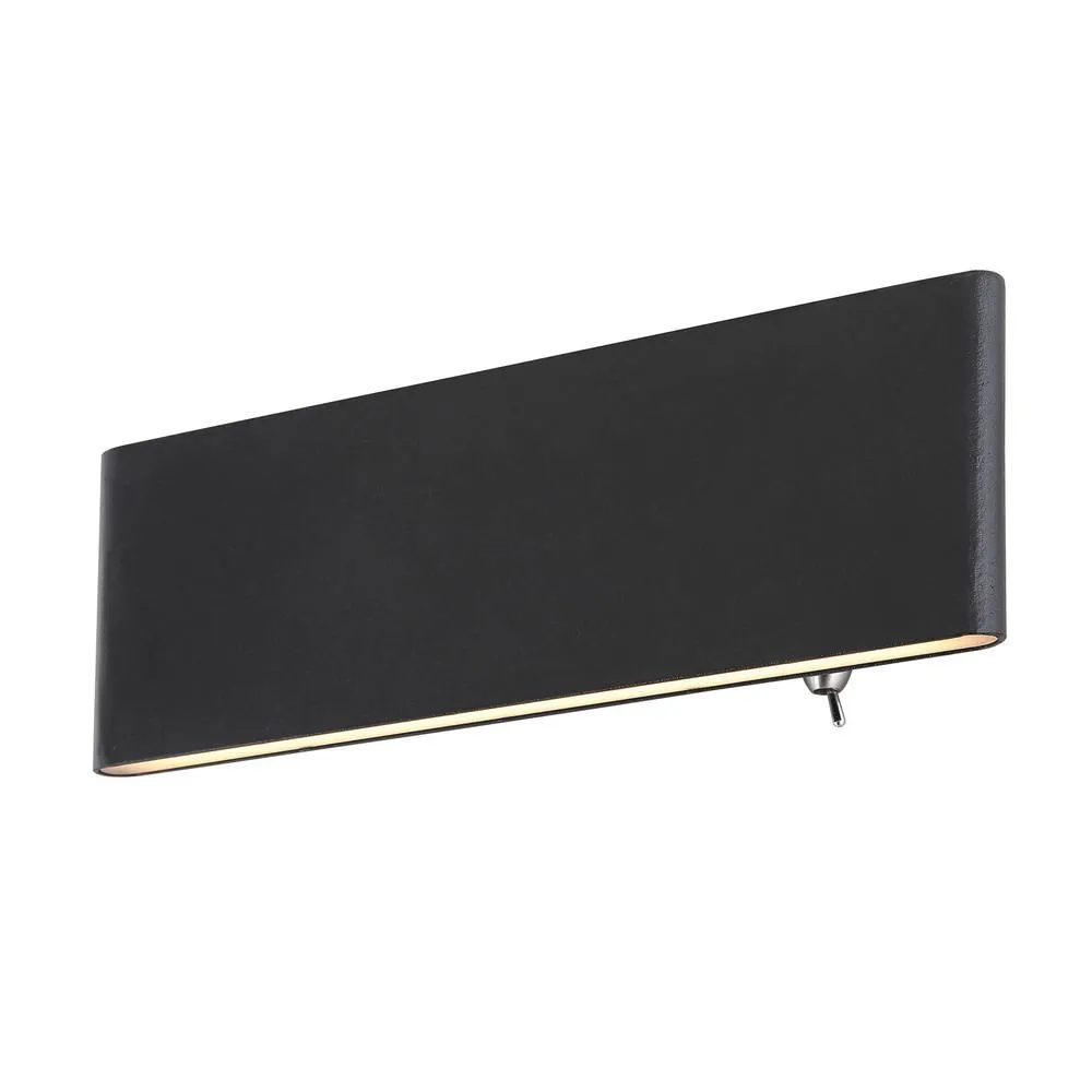 Globo Siegfried Small Black Switched Wall Light, Black