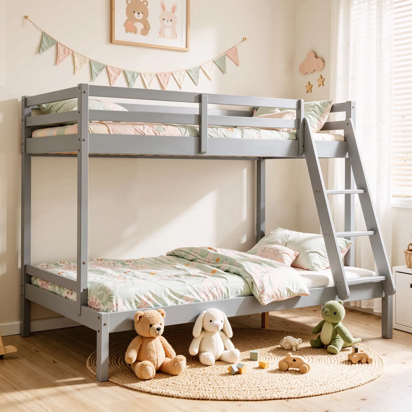 Comfy Living Ltd Wooden Triple Bunk 3ft/4ft In Various Colours in Grey 4