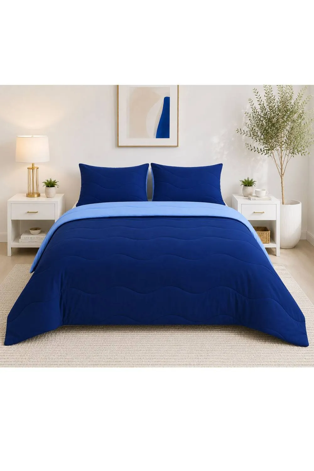 Ezysleep 10.5 Tog Soft Coverless Reversible Duvet Set with Pillowcase Cover in Blue 2