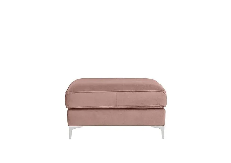 Legend Fabric Footstool - Kingston Blush with Chrome Feet