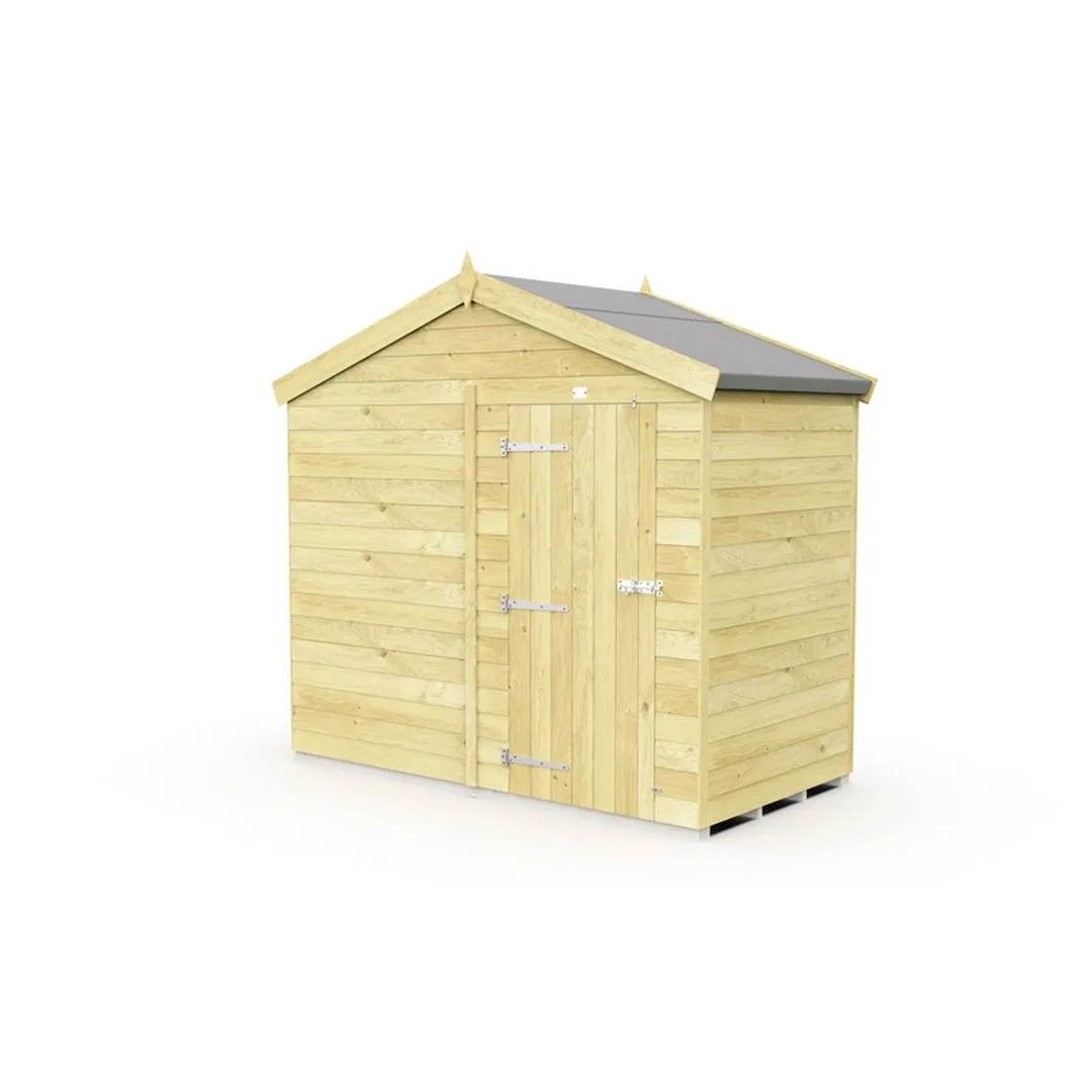 Buttercup Farm 8 x 4 Feet Apex Shed - Single Door W/O Windows - L127 x W231 x H217 cm in Brown