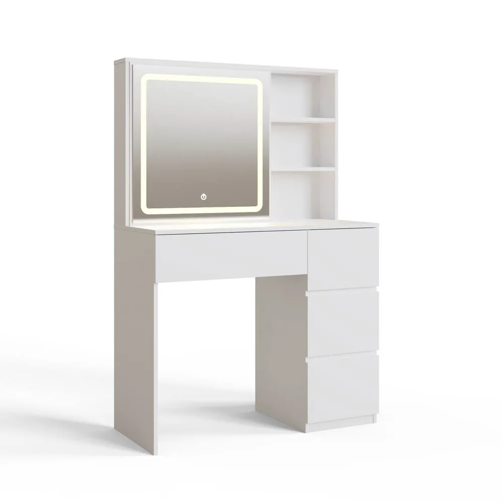 GFW Maeve Sliding Mirror Dressing Table With Hidden Storage in White 4