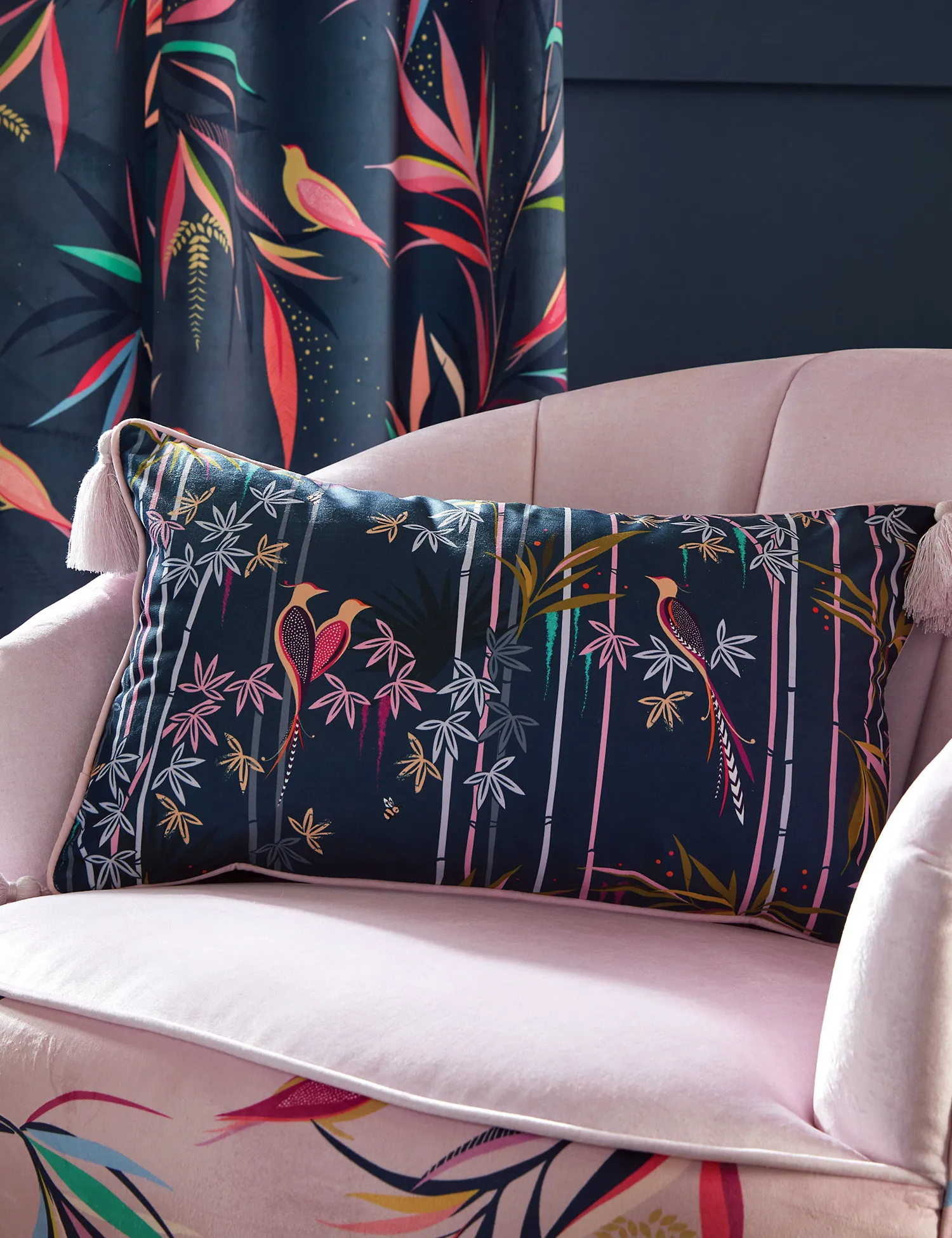M&S Sara Miller Velvet Linear Bamboo Cushion