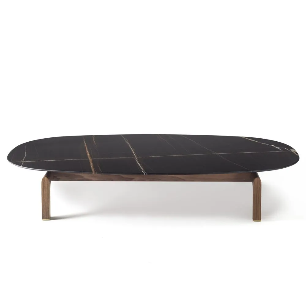 Porada Quay Oval Coffee Table Canaletta Walnut Frame Black Sahara Noir 2