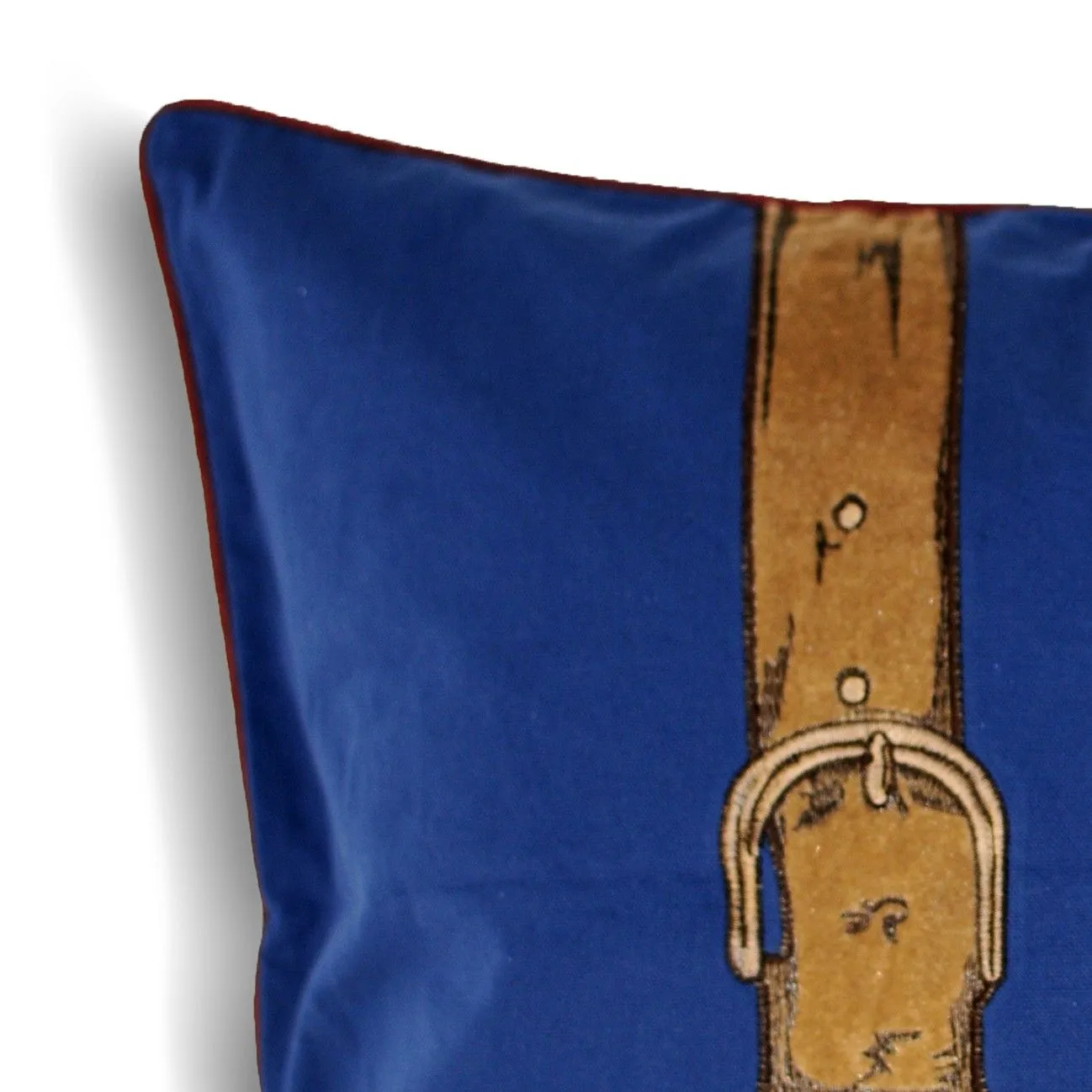 Paoletti Polo Strap Printed Piped Cushion in Blue 2