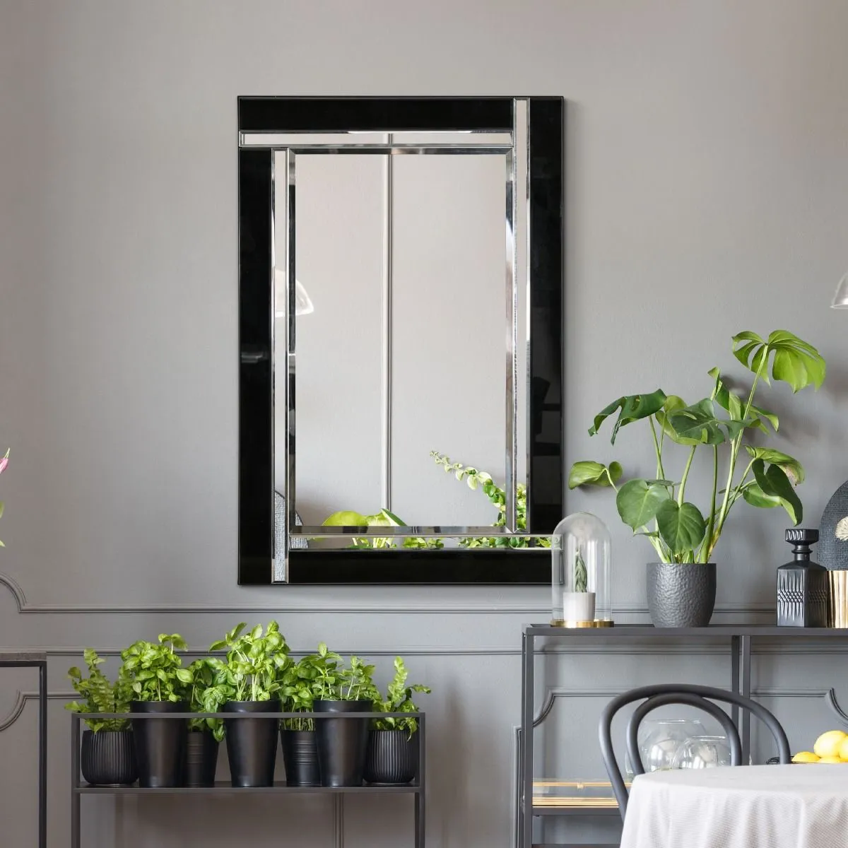 MirrorOutlet Aston Black All Glass Small Mirror 91 x 61 CM 6