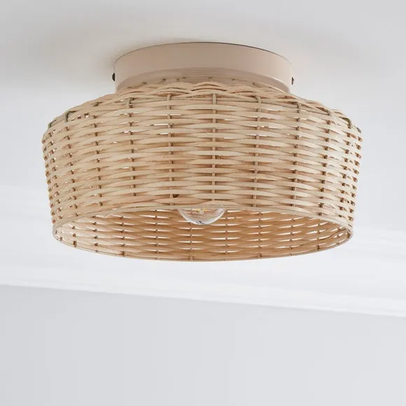 Ohio Rattan Flush Ceiling Light 2