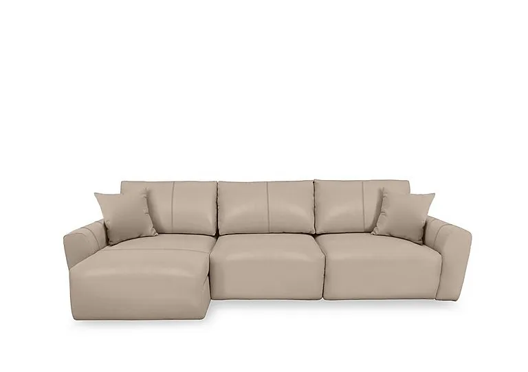 Gemini NC Leather 3 Seater Power Glider Sofa with Left Hand Facing Chaise Storage - NC Pebble