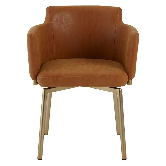 Chamukuy Dining Chair With Soft Faux Brown Leather