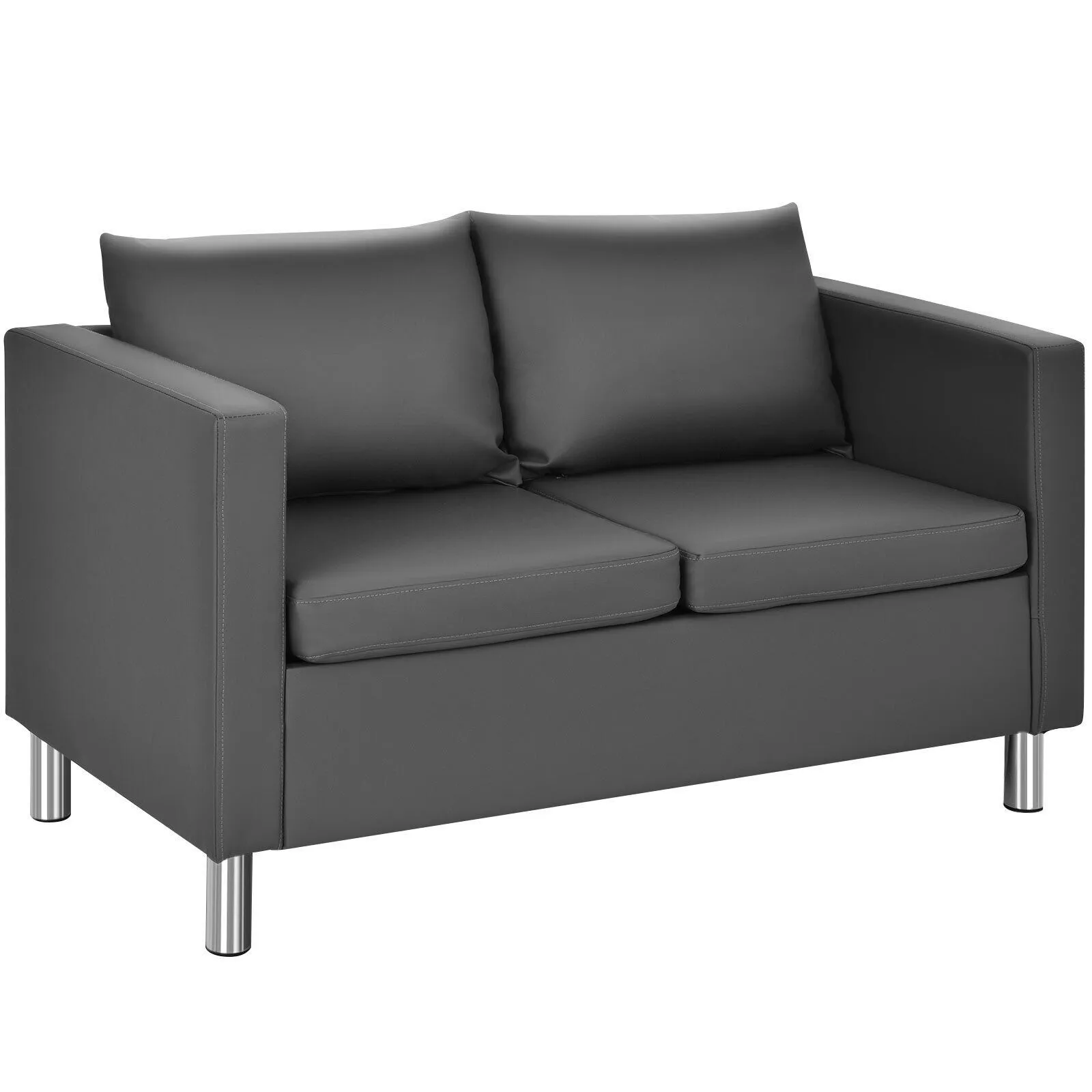 Costway Modern PU Leather Sofa Chair Loveseat Single Armchair Couch 2 Seater Home Office in Grey