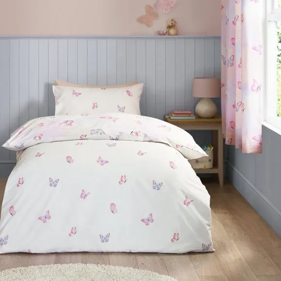 Catherine Lansfield Ombre Butterflies Duvet Cover & Pillowcase Set 2