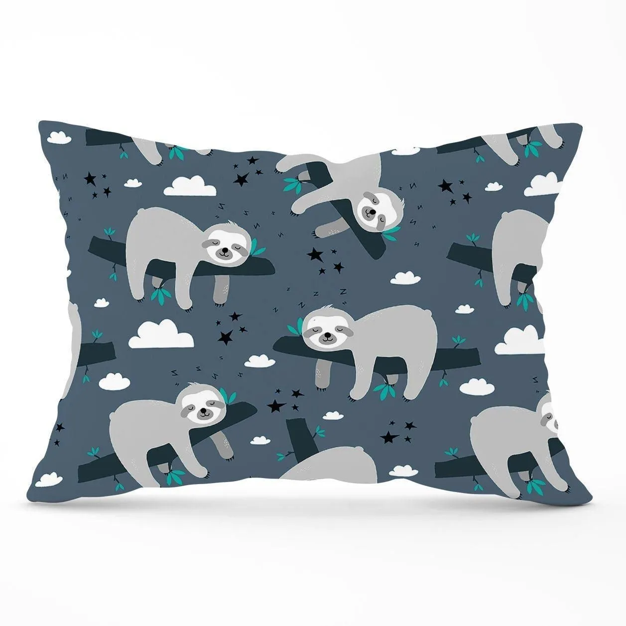 Warren Reed - Designer Sleeping Sloth Pattern Cushions in Grey