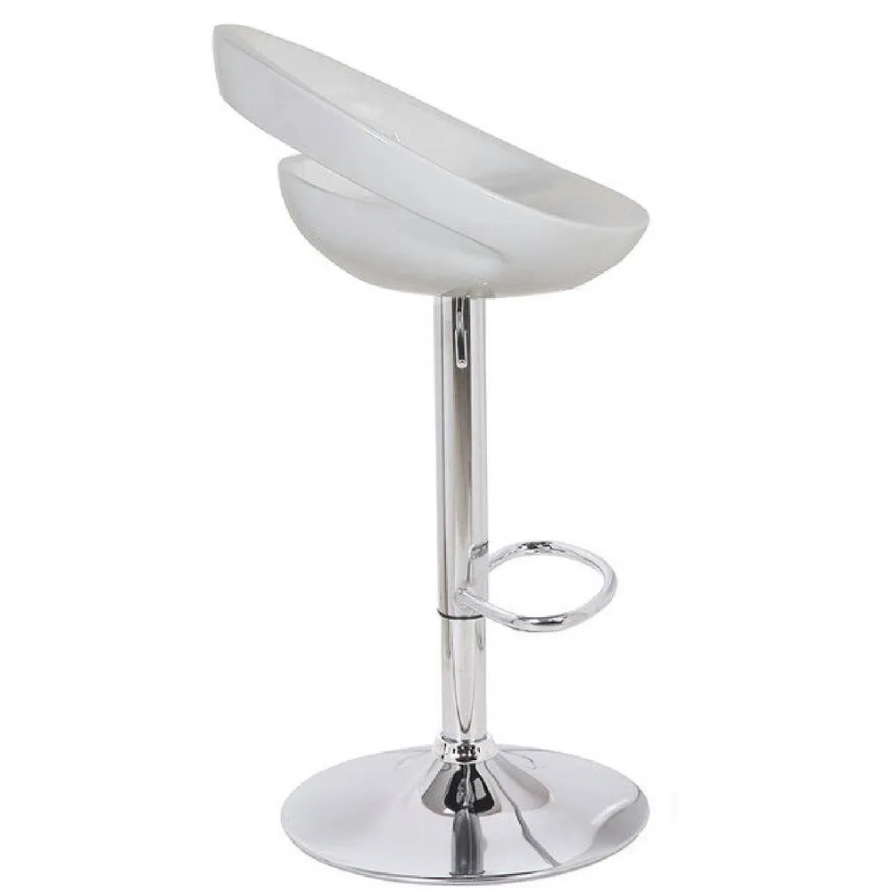 netfurniture Halfy Half Moon Retro Kitchen Bar Stool - White Seat Height Adjustable 3