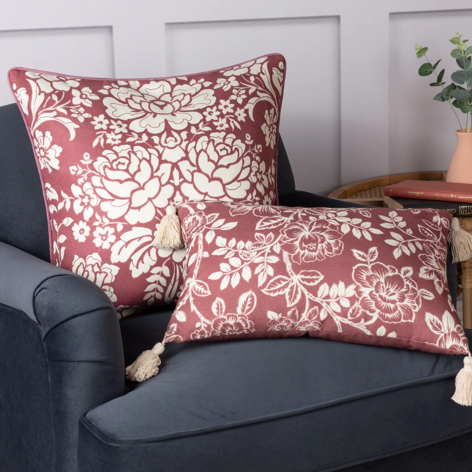 Paoletti Melrose Traditional Floral Cushion in Plum 5