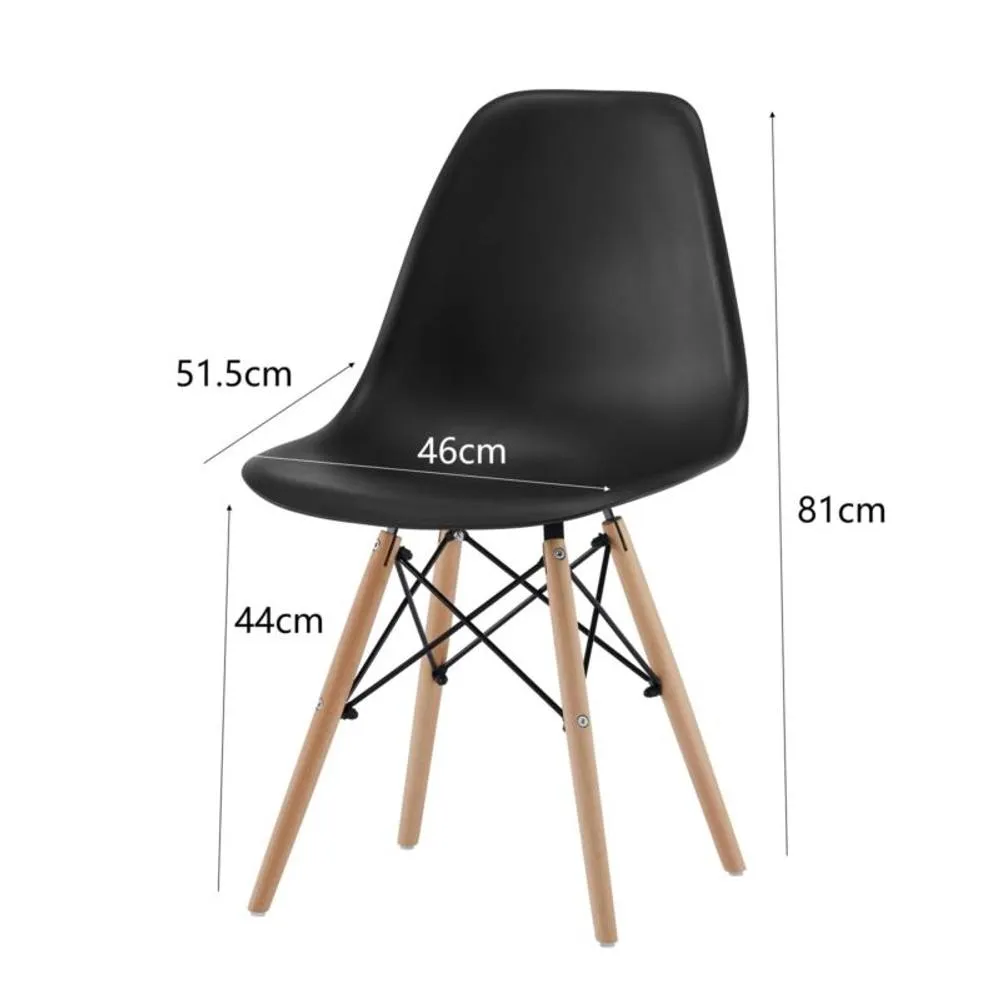 Comfy Living Ltd 5 Piece Dining Set With Round White Wooden Top & 4 Black Chairs With Metal Detailing 4