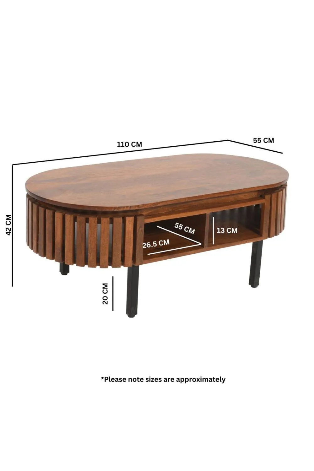 IH Design Tackley Mango Wood Rectangular Coffee Table Metal Legs in Brown 5