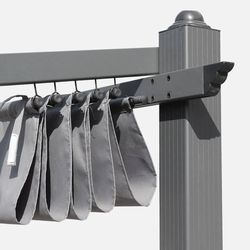 sweeek 3x4m Outdoor Retractable Aluminium Pergola With Canopy in Grey 3