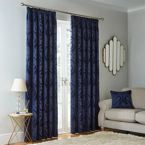 Zahra Chenille Jacquard Pencil Pleat Curtains 2