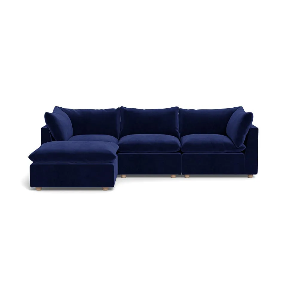 Heal's Astrid Left Hand Facing Corner Sofa Smart Luxe Velvet Midnight Natural Beech Feet 1