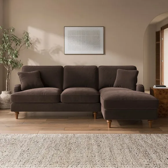 Beatrice II Velvet Corner Chaise Sofa 1