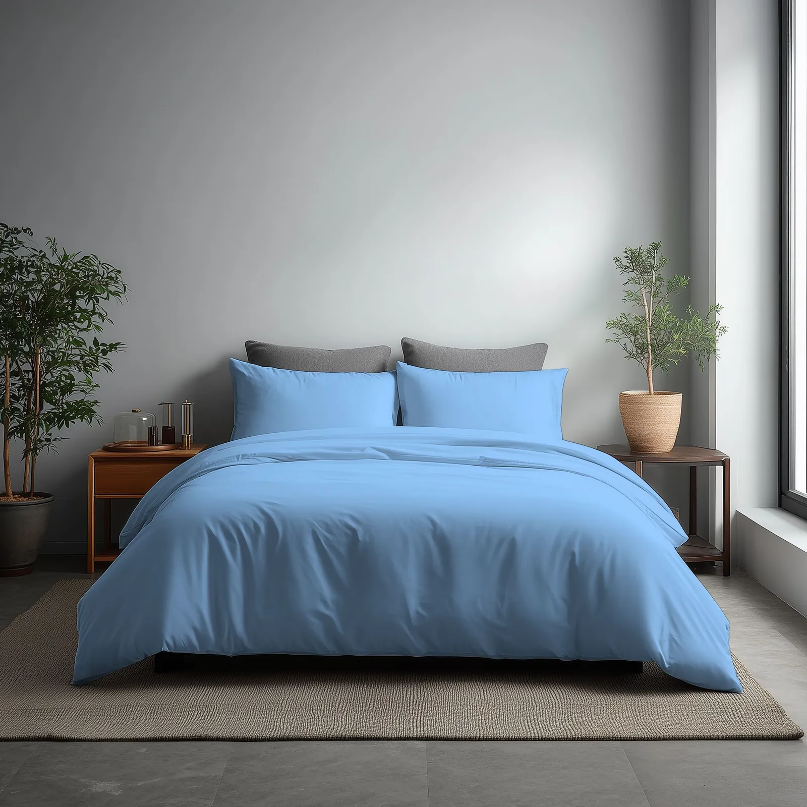 Snug City Microfibre Soft Touch Duvet Cover & Pillowcase/s Set Bed Linen in Light Blue