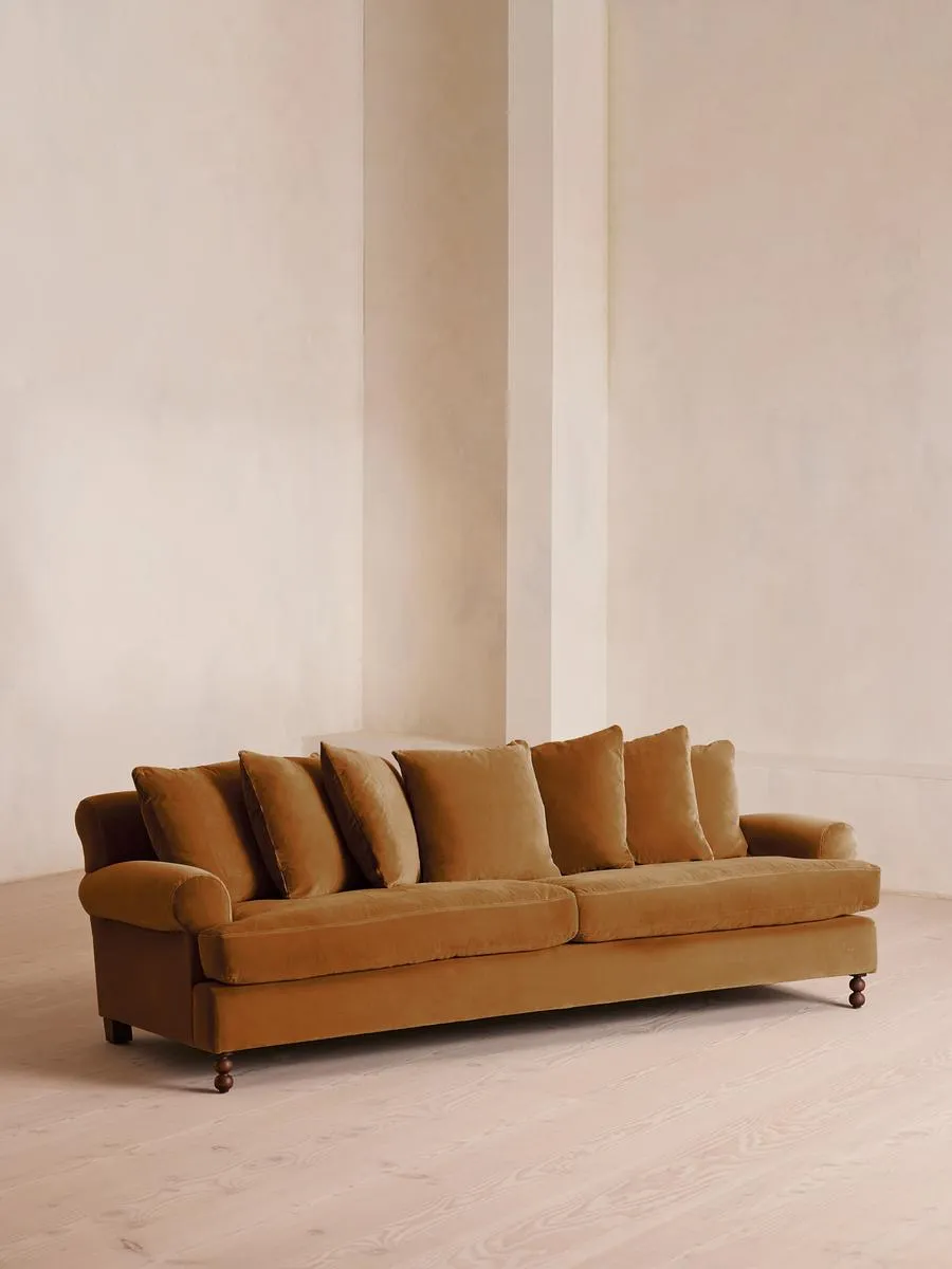 Audrey Four Seater Sofa, Velvet, Mustard