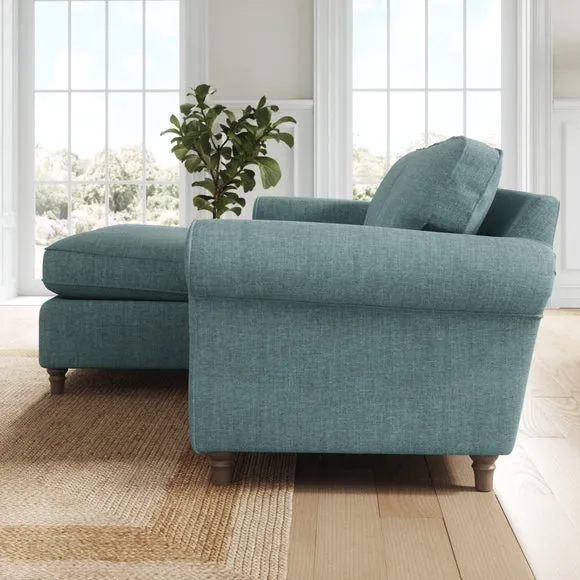 Flori Tonal Plush Chenille Corner Chaise Sofa 2