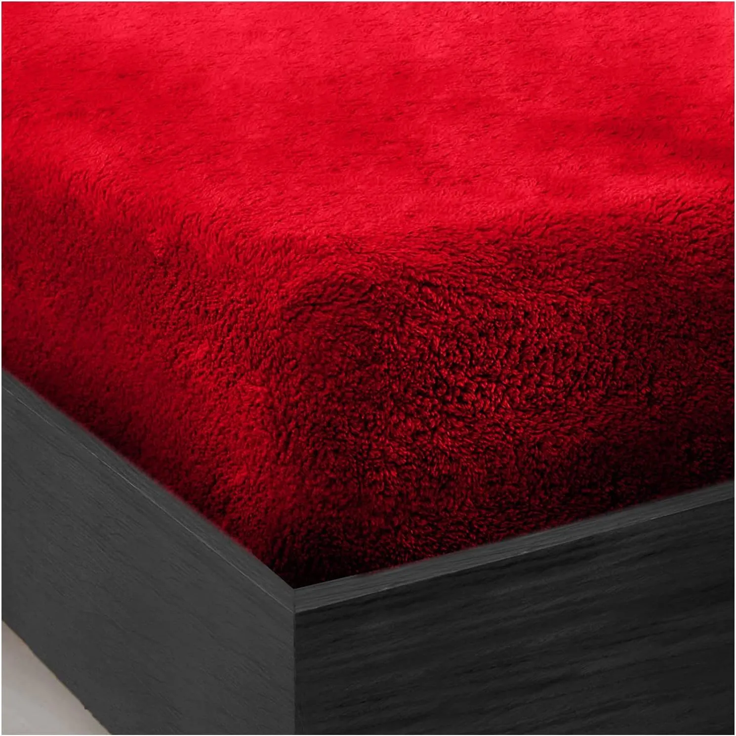 Smart Living Luxury Teddy Bear Fleece Fitted Sheet in Red 2