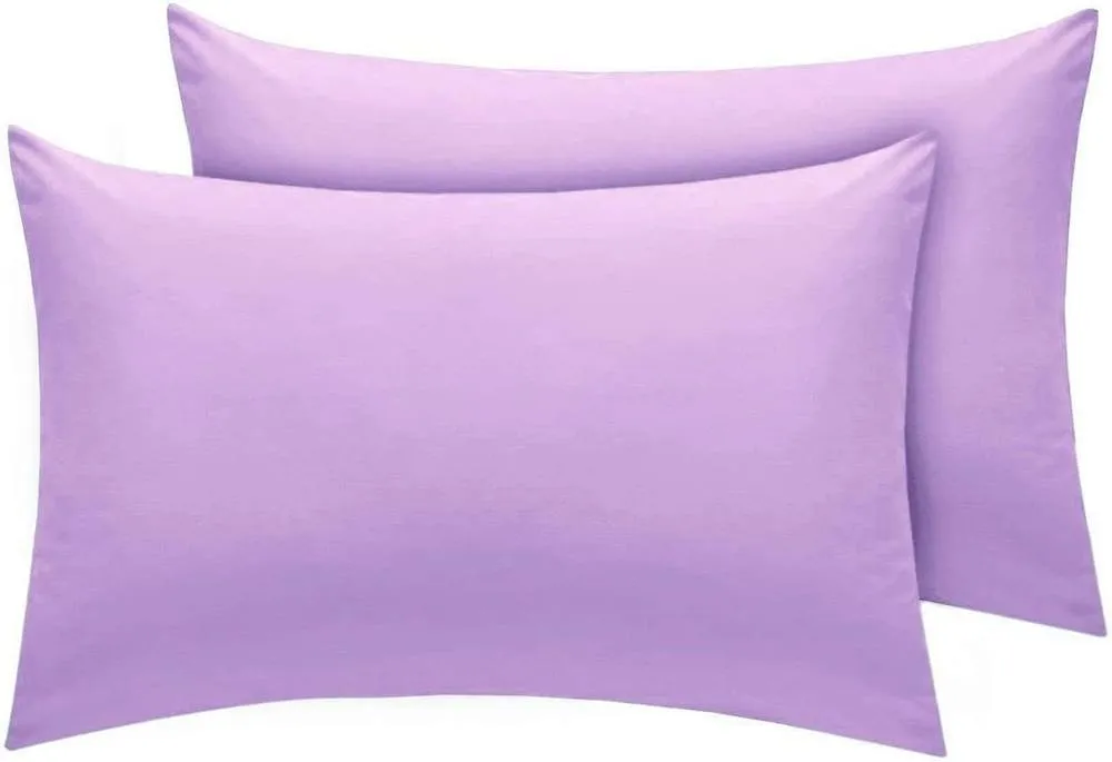 Homes-Linen Premium Percale Pillowcases 180 Thread Count Hotel Quality 2 Pack Set in Lilac