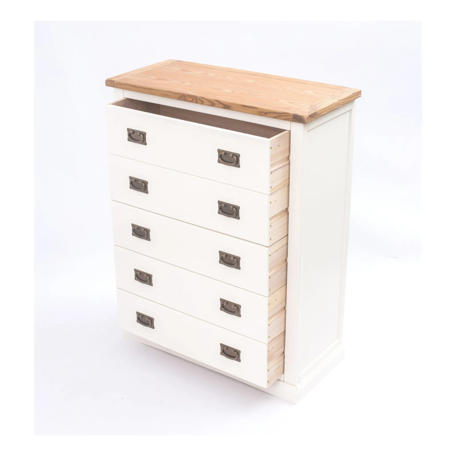 Cabinet Bits Cosenza 5 Drawer Chest of Drawers Bras Drop Handle in Off-White 5