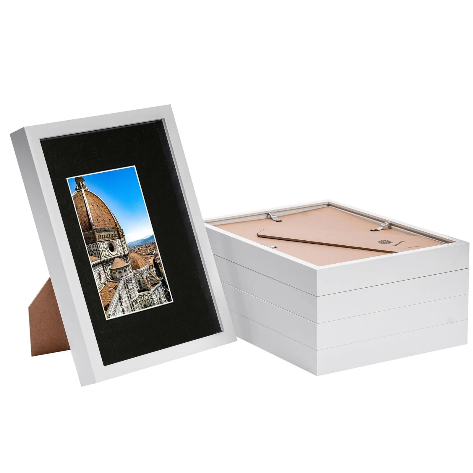 Nicola Spring 3D Shadow Box Frames with A5 Mount - A4 (8" x 12") - Grey Mount - Pack of 5 in White 1