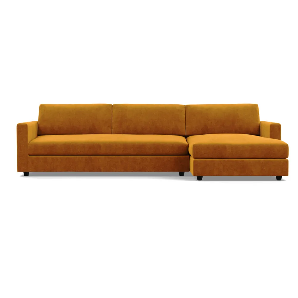 Heal's Nimbus II Complete 4 Seater Corner Chaise RHF Smart Luxe Velvet Cognac