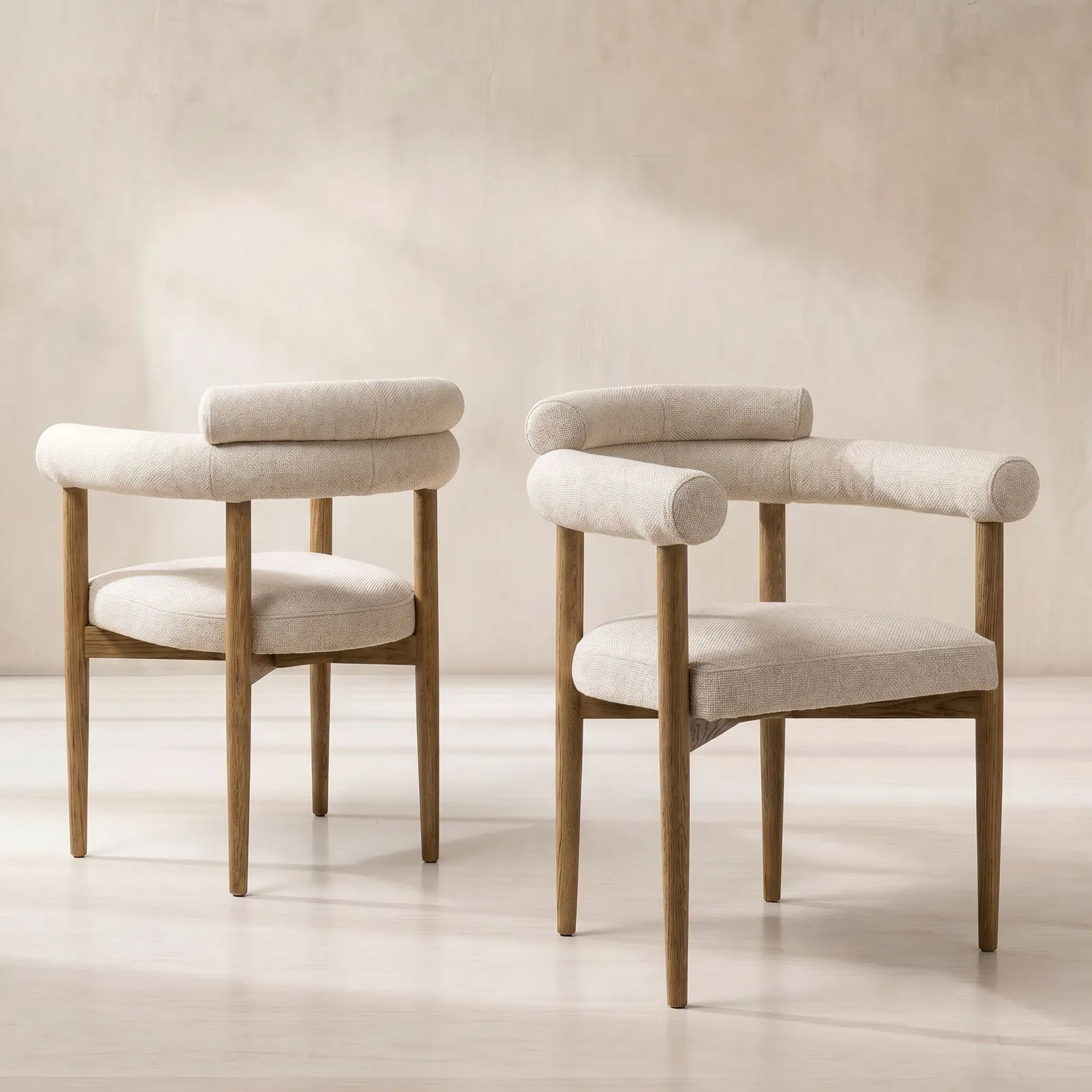 Torr Dining Chair With Arms, Neutral Fabric | Barker & Stonehouse