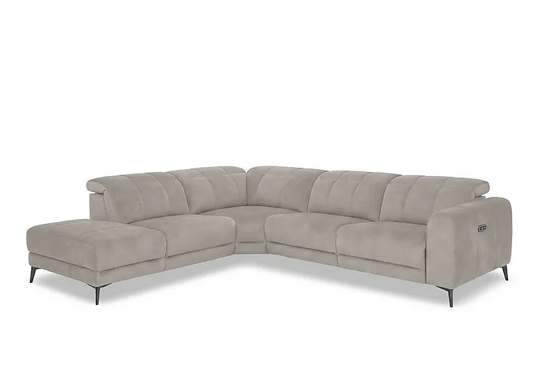 Ezra Fabric Power Recliner Chaise End Left Hand Facing Corner Sofa with Power Headrests - Dexter Ivory - Sofas and Armchairs - In Time for Christmas