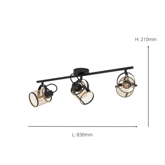 EGLO Dellow Industrial 3 Light Adjustable Ceiling Wall Spotlight 5