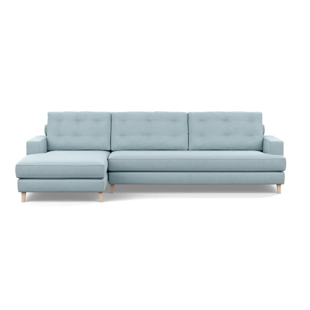 Heal's Mistral Left Hand Facing Corner Sofa Smart Linen Mix Duck Egg Natural