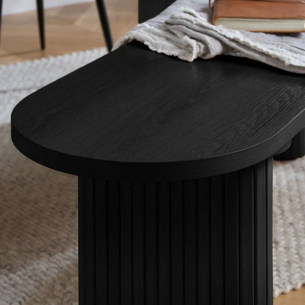Birlea Axel Oval Fluted Dining Table With 2 Chairs & Bench in Black 5
