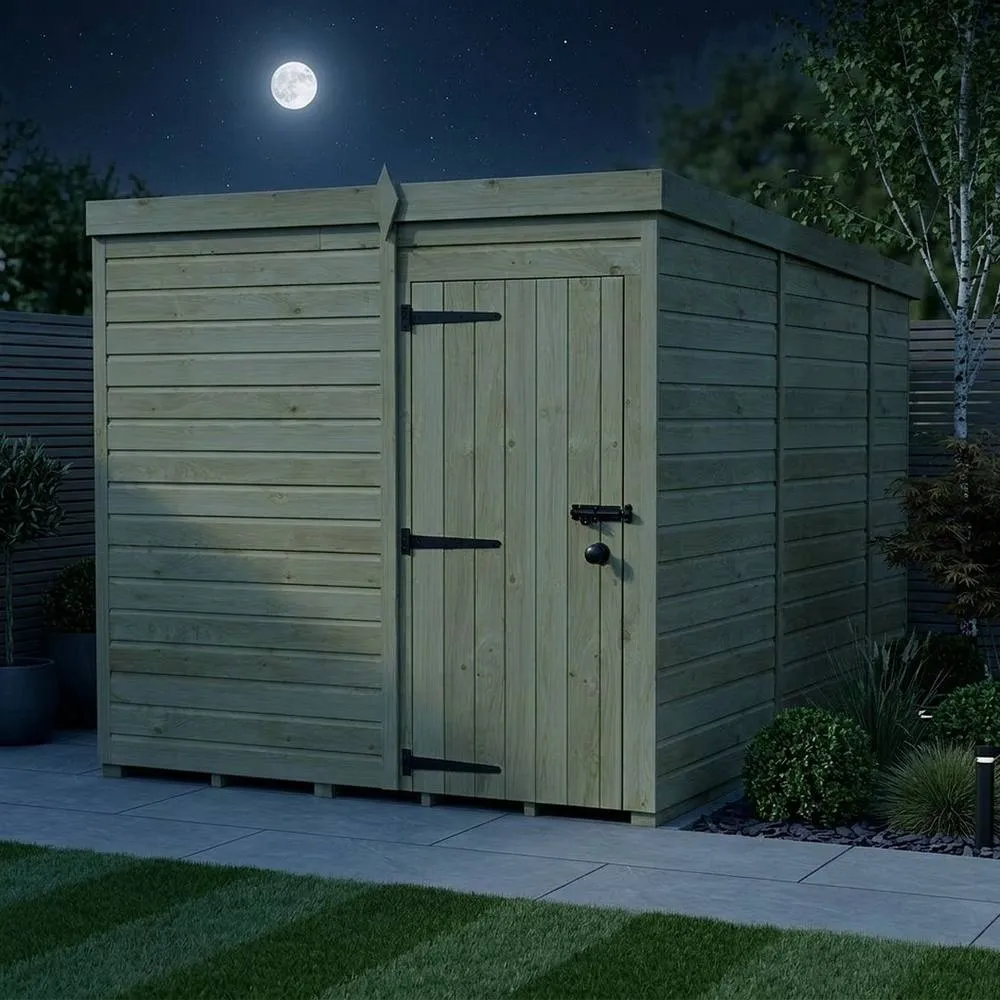 Buttercup Farm 7ft x 10ft Pent Garden Shed Single Door No Windows - Timber in Brown 3