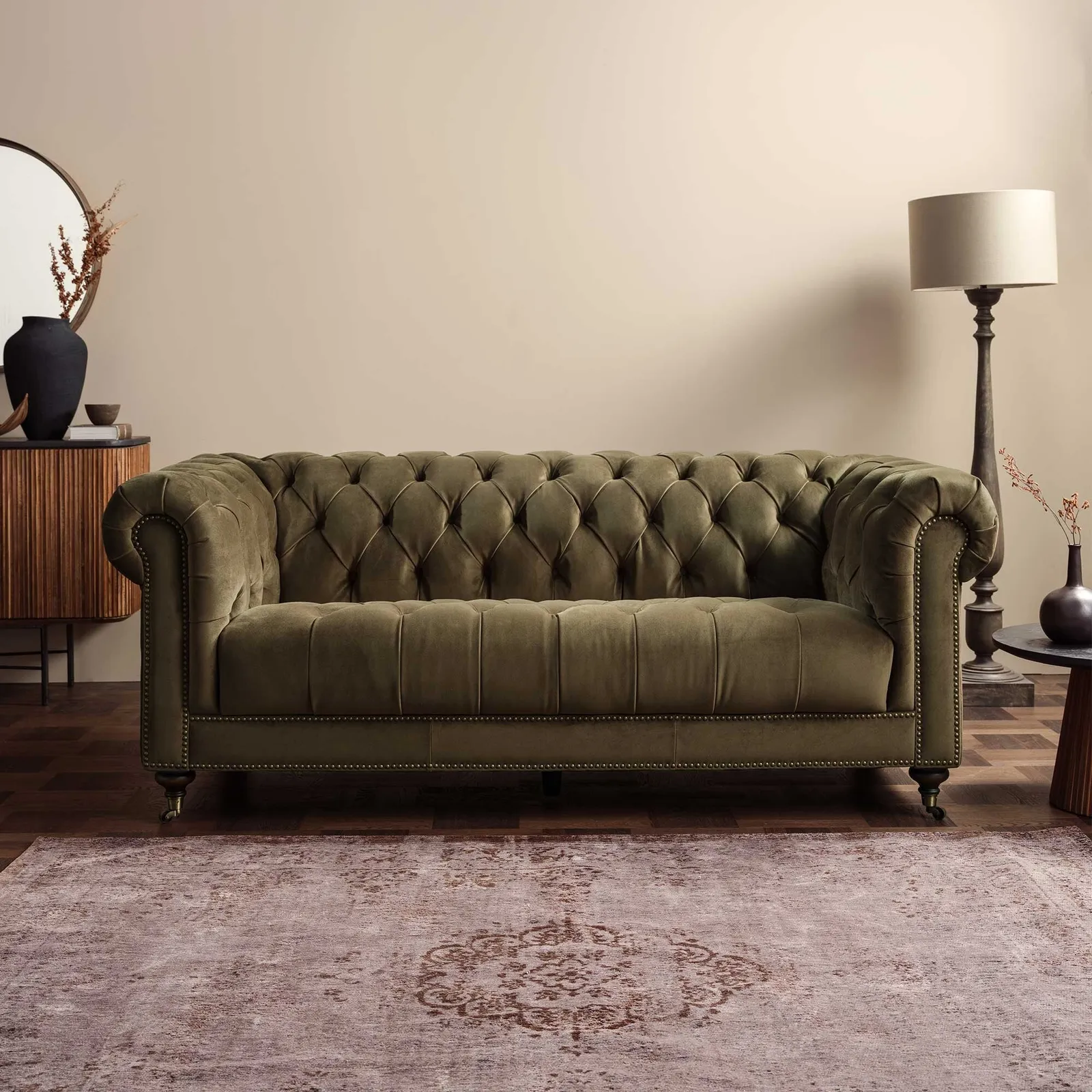 Ullswater 3 Seater Chesterfield Sofa, Green Velvet | Barker & Stonehouse 2