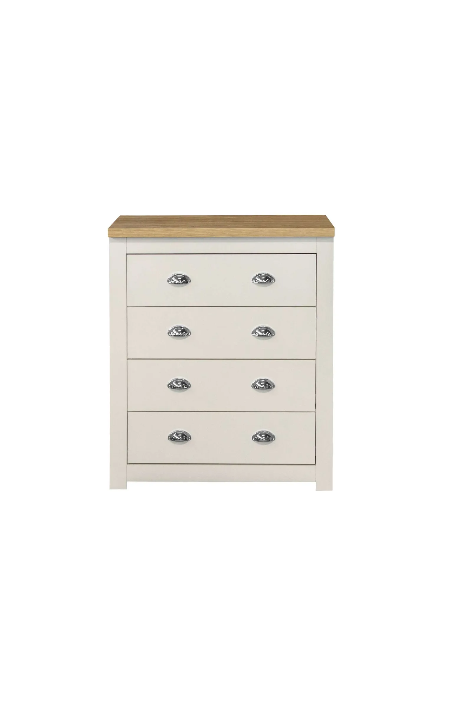 Birlea Highgate 4 Drawer Chest Grey & Oak in Cream 6
