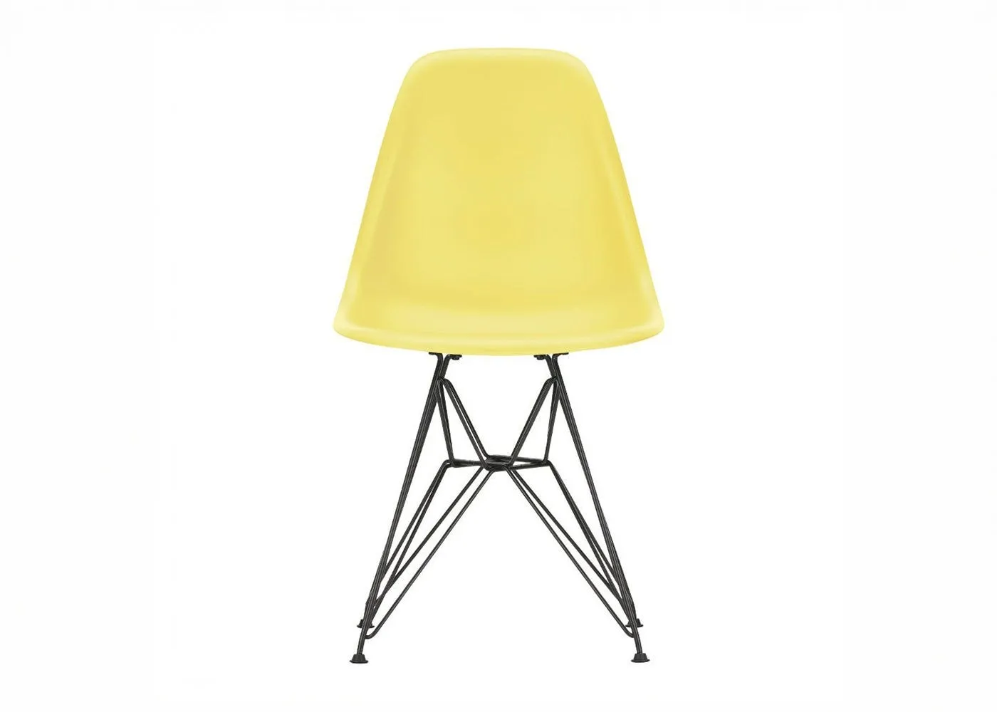 Vitra Eames DSR Chair RE in Citron with 30 Basic Dark Powder Coated Base 05 Glides