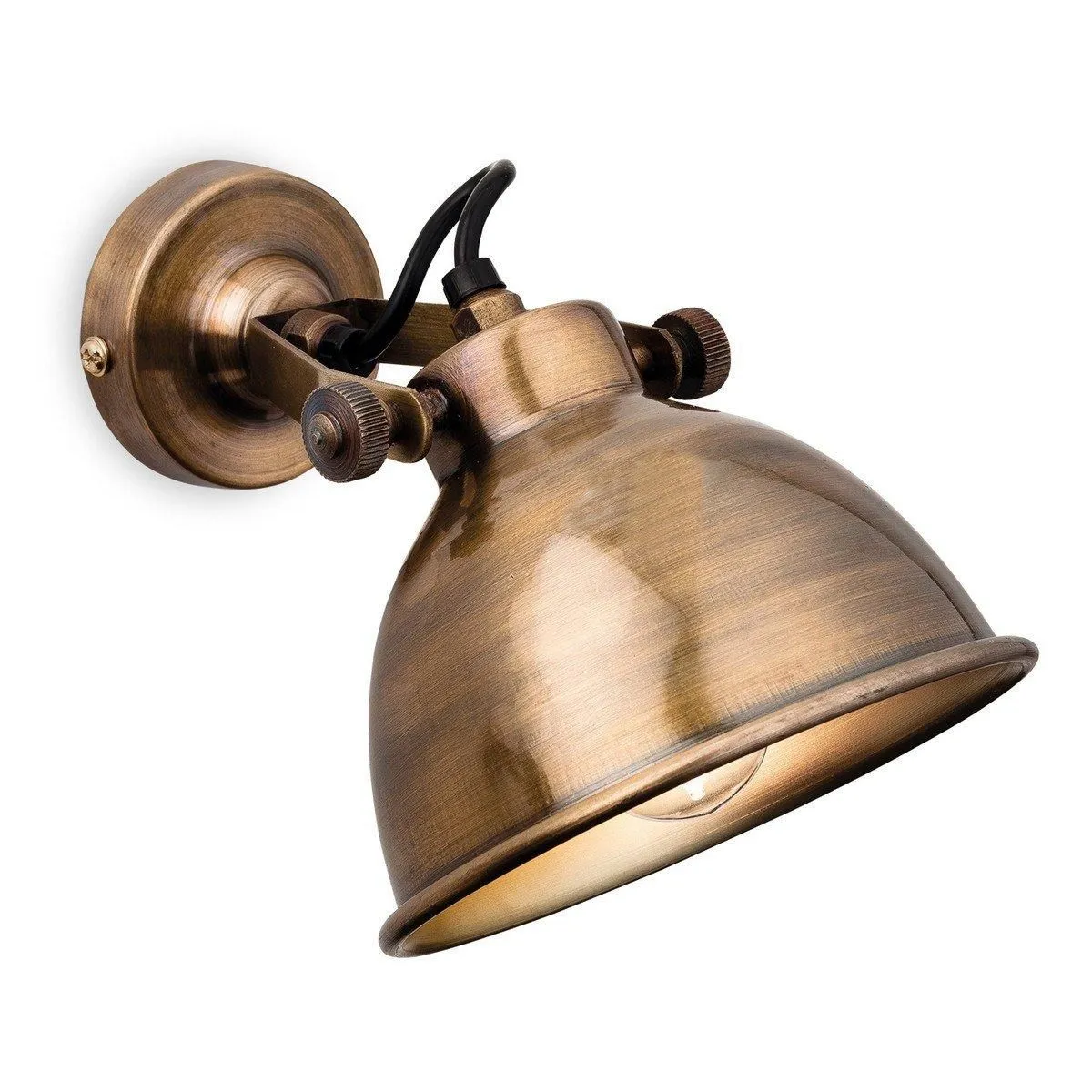 Netlighting Mantis 1 Light Indoor Dome Wall Light Antique Brass E14 in Gold