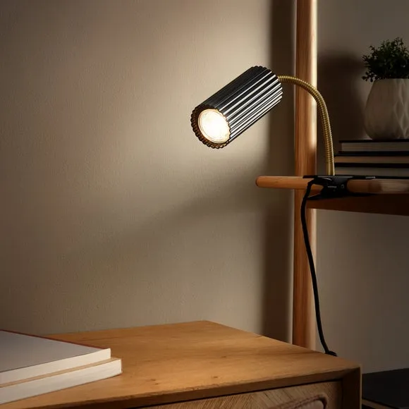 Georgi Industrial Ribbed Adjustable Clip On Table Lamp 2