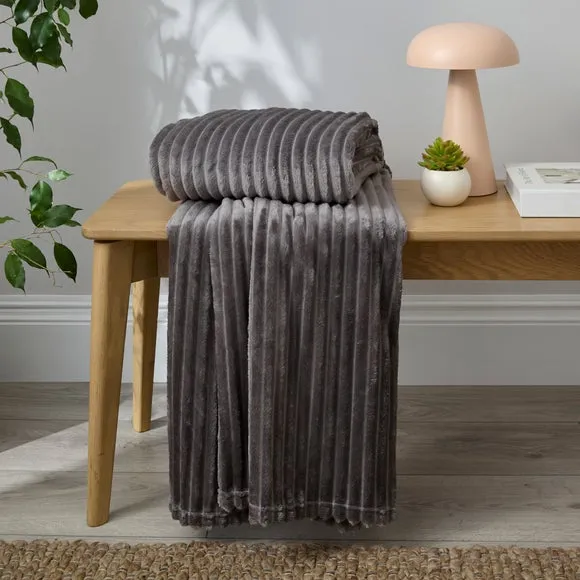 Ribbed Fleece Throw Blanket 200cm x 200cm 1