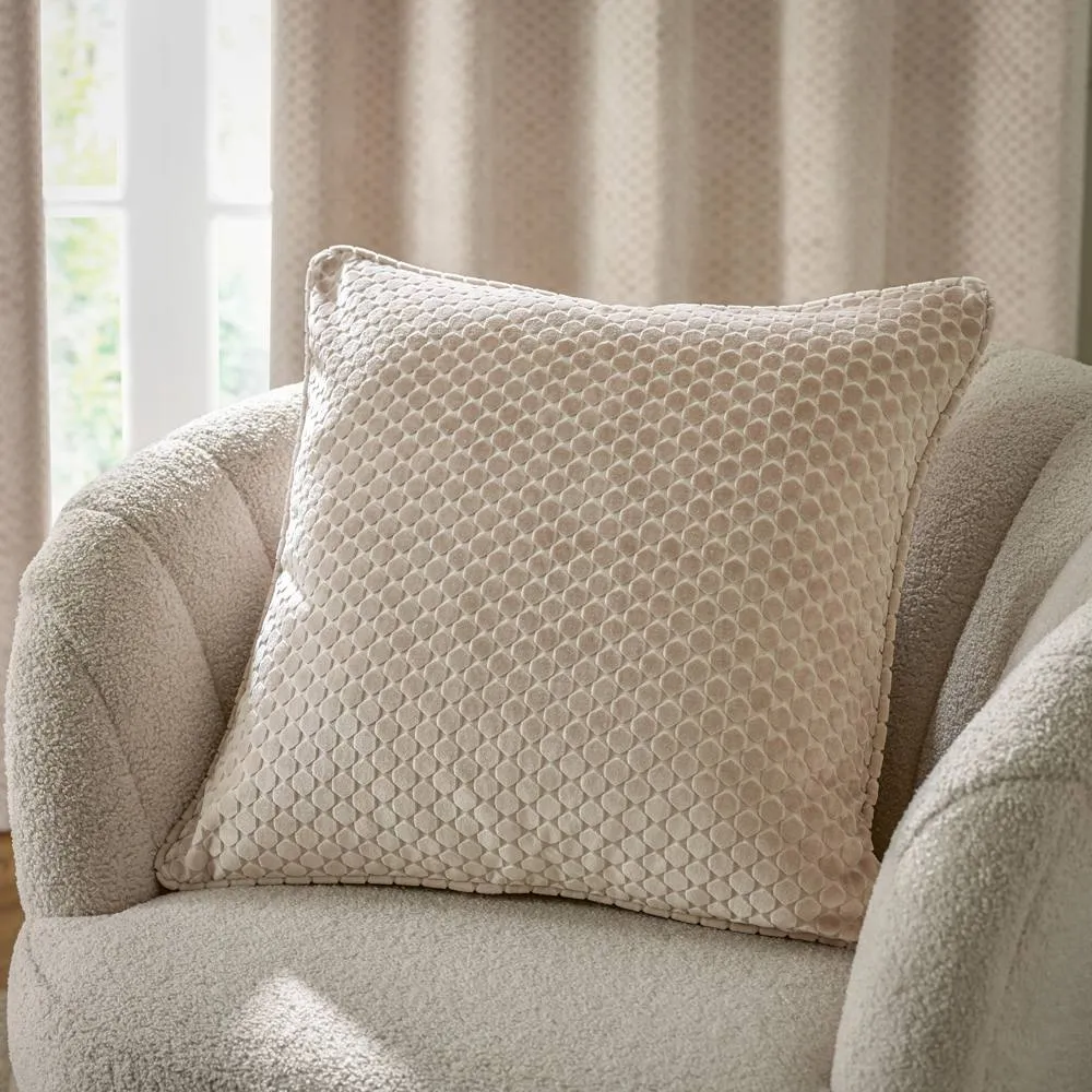 Paoletti Neptune Velvet Cushion in Beige 1