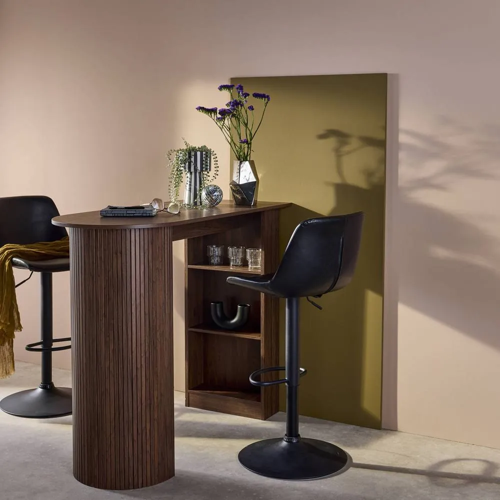 sweeek Bar table, high kitchen table with wooden decor & storage in Dark Brown 3